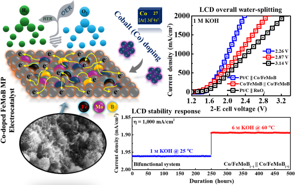 이지훈 교수(전자공학과) 연구팀, 그린수소 생산 위한 Co-FeMoB 마이크로 꽃잎 전기촉매 개발