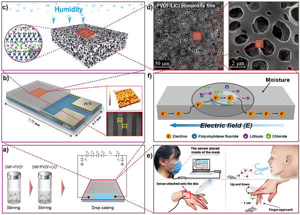 [사진설명: IDC 기반 sponge-like PVDF/LiCl 나노다공성 고감도 습도 센서]
