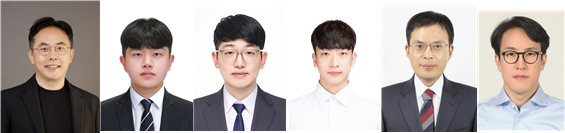 왼쪽부터 연구책임자 이정훈 교수(광운대), 핵심연구를 공동 수행한 박성준(석사과정), 이승민(박사과정), 이동택(박사후과정:하버드 의대), 윤대성 교수(고려대), 유용경 교수(가톨릭관동대)