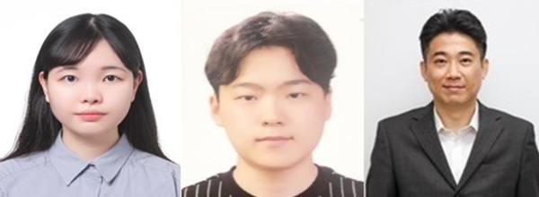 왼쪽부터 전자재료공학과 석박사통합과정 김은하, 석박사통합과정 박상준, 하태준 지도교수