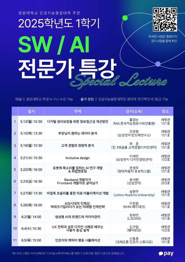 인공지능융합대학, 삼성전자 실무진과 함께하는 SW/AI 전문가 특강 개최