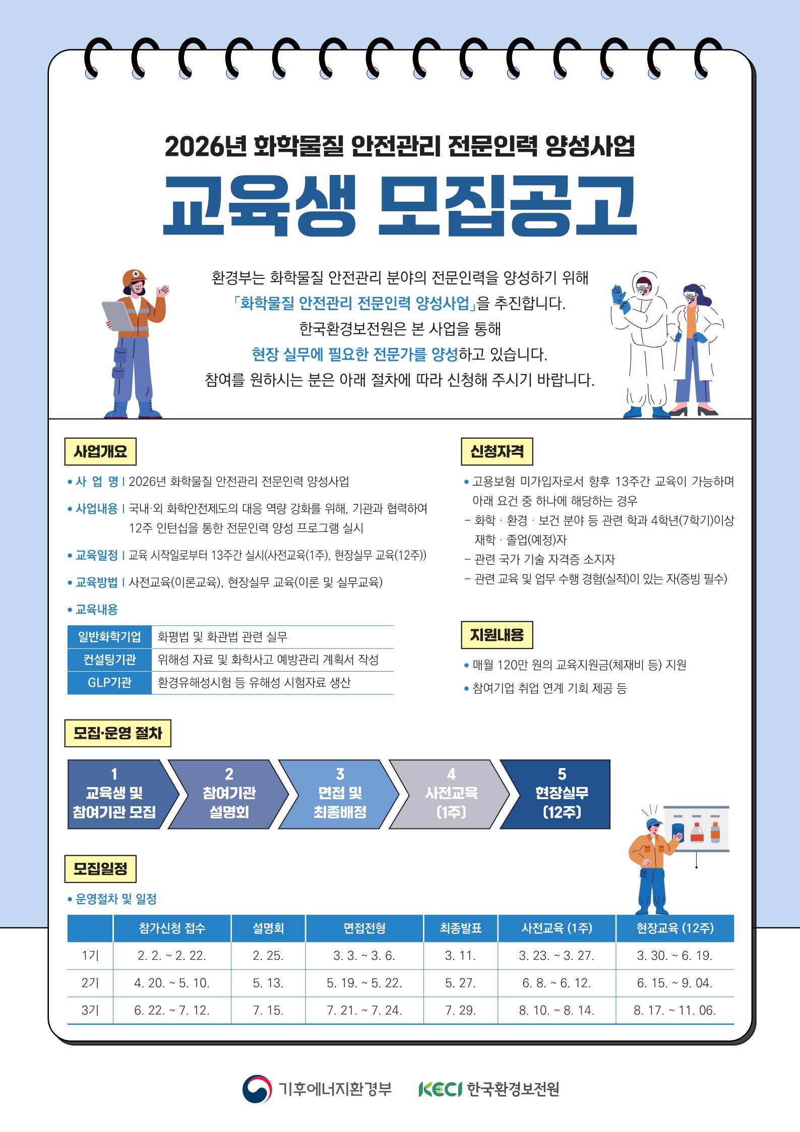 2026년 화학물질 안전관리 전문인력 양성사업 교육 안내