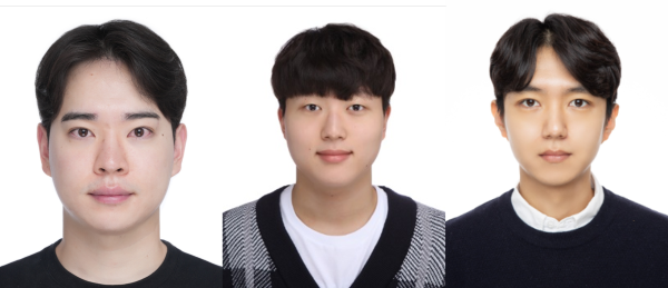 (좌측부터) 이기수 석사과정생, 한찬흠 박사과정생, 채주형 교수